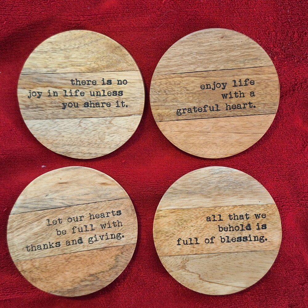 Wooden Coasters - Set of 4 - Inspirational